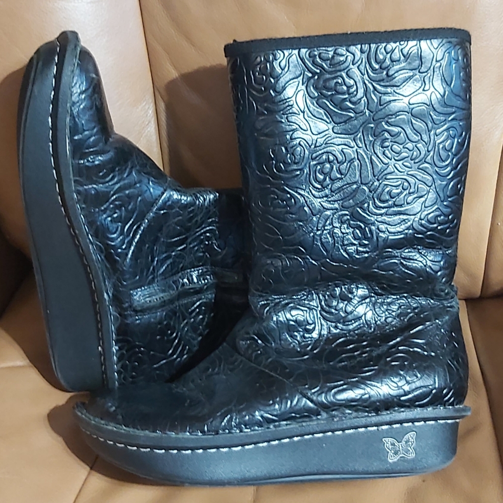 Alegria Vale rose embossed leather boots